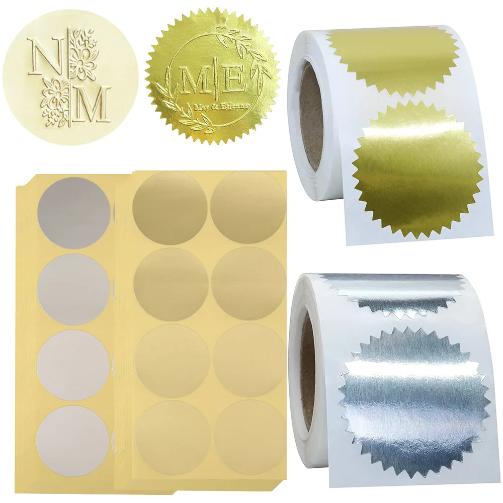 Gold Silber Runde Zahnrad Aufkleber geprägtes Siegel Stempel Zertifikat Auszeichnung Aufkleber Umschlag Hochzeit Party Geschenk Business Label Aufkleber