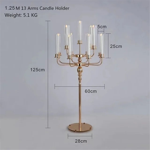 Luxuriöser Metall-Kerzenleuchter, Boden-Kerzenständer, Hochzeitstisch-Mittelstück, Kerzenhalter für die Heimdekoration – Detail 1