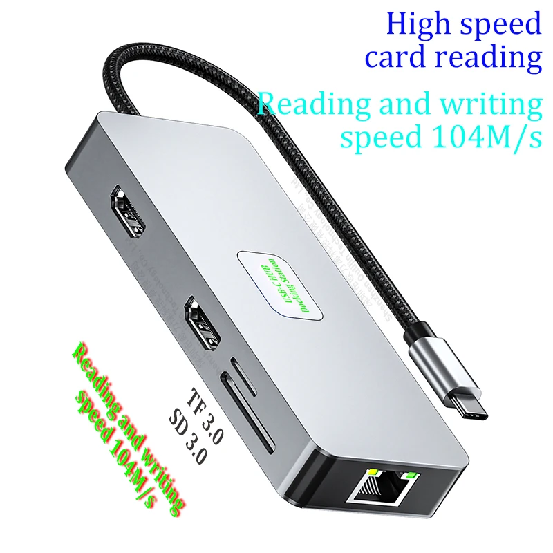 MST HUB Multi USB 3.2 Gen2 10GBPS Data VGA RJ45 1000M 2x HDMI DP 4K 60HZ Thunderbolt Docking station Laptop accessories For Mac