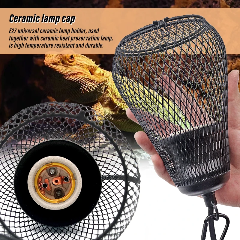 Pet Reptile Heating Cage Cover Heat Lamp Infrared Ceramic Pet Coop Heater Kit Heater Guard for Chicken Lizard Turtle Brooder