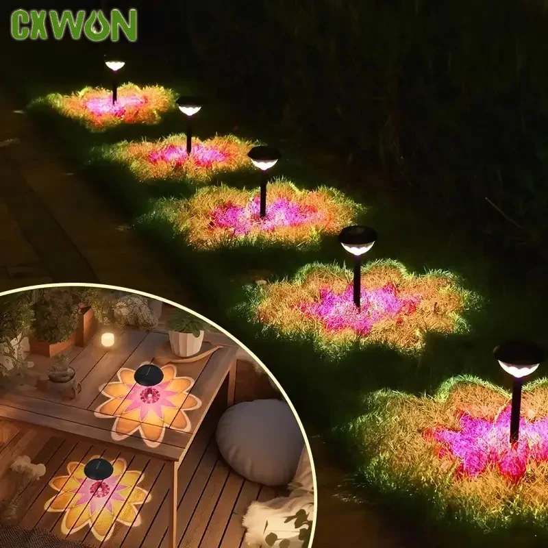 Outdoor Flower Colored Plug Lamp LED Solar Flower Shade Decor Light 600mAh IP44 Waterproof Landscape Path Decor LED Light