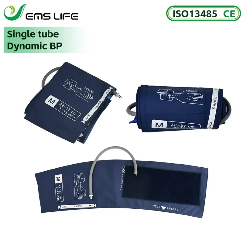 

EMSLIFE High Quality Dynamic NIBP Pressure Cuff Nylon Coat TPU Bladder 3 Sizes Single Tube CE Certified Adult/Child Arm