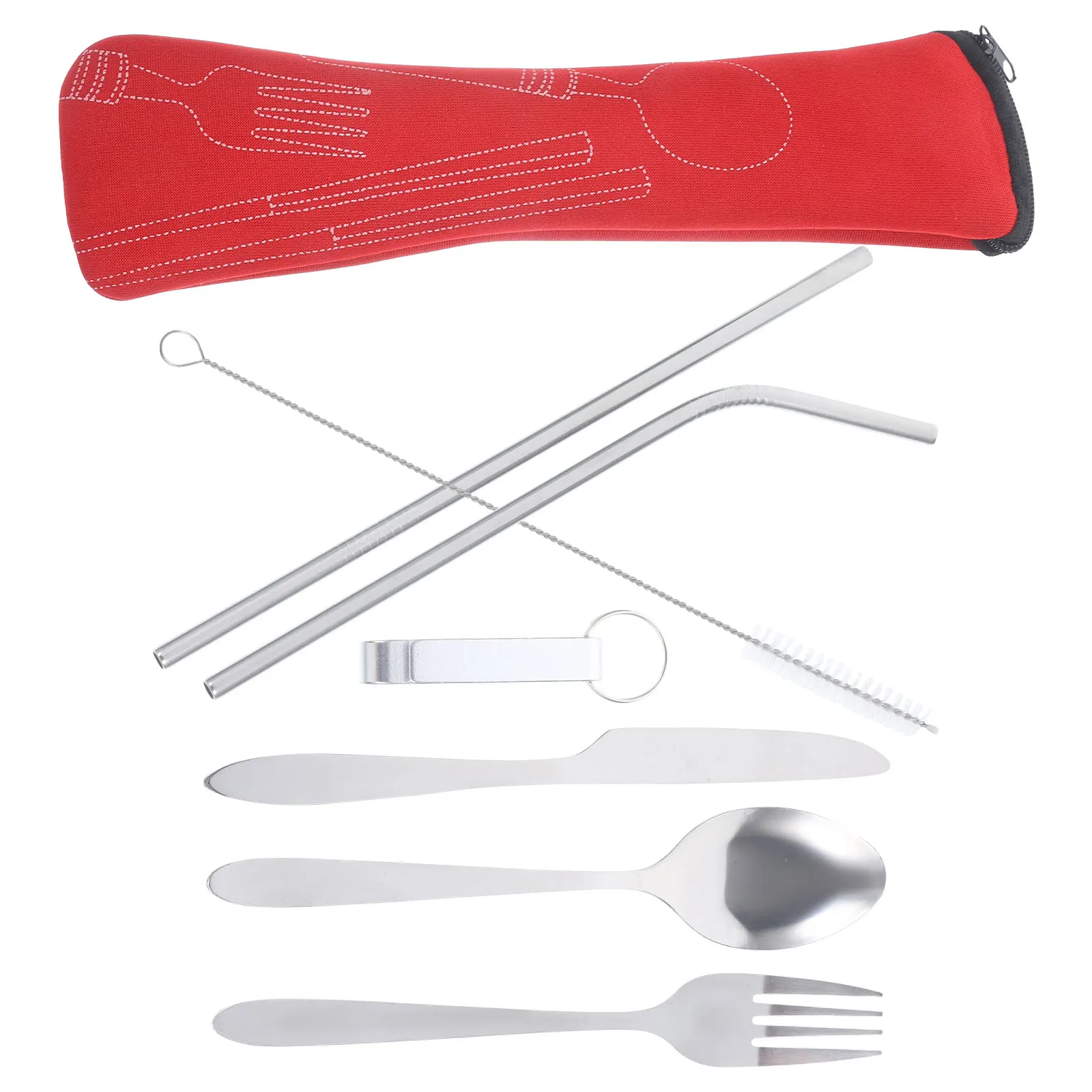 

1 set Outdoor Knife Fork Spoon Set Portable Stainless Steel Cutlery Camping Travel Tableware Reusable Kit