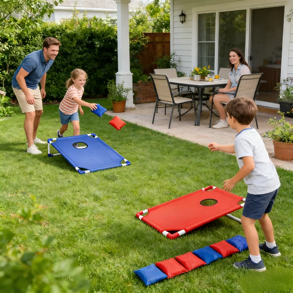Bean Bag Toss Game Set, Outdoor Cornhole Throwing Toys For Camping Lawn Backyard Beach Pool, Family Party Fun Game