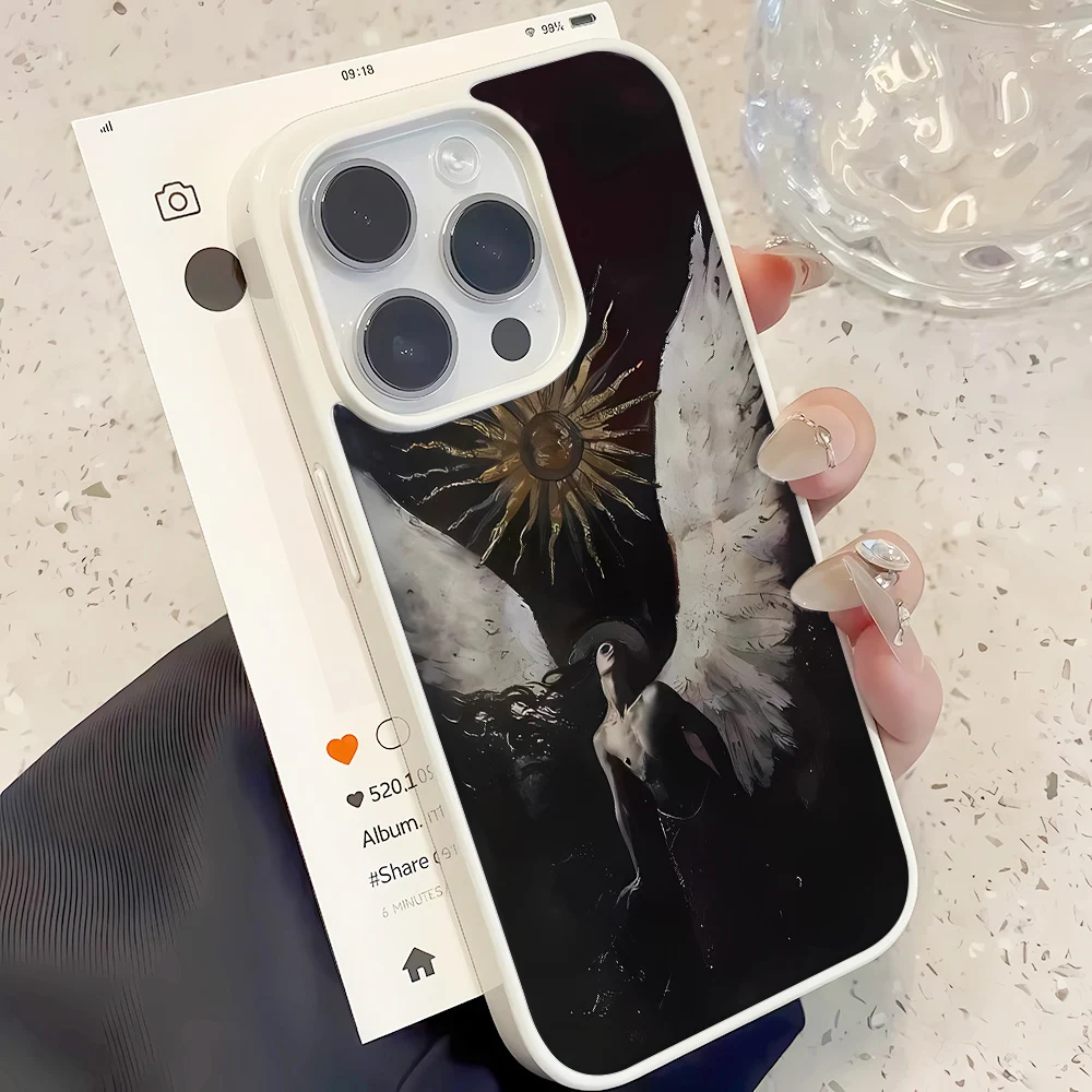 Sun God Angel Wings Case For IPhone 17 16 15 14 13 12 11 Pro Max Acrylic Cover Iphone 13 15 16 17 Air Pro Max XR Hard Cover
