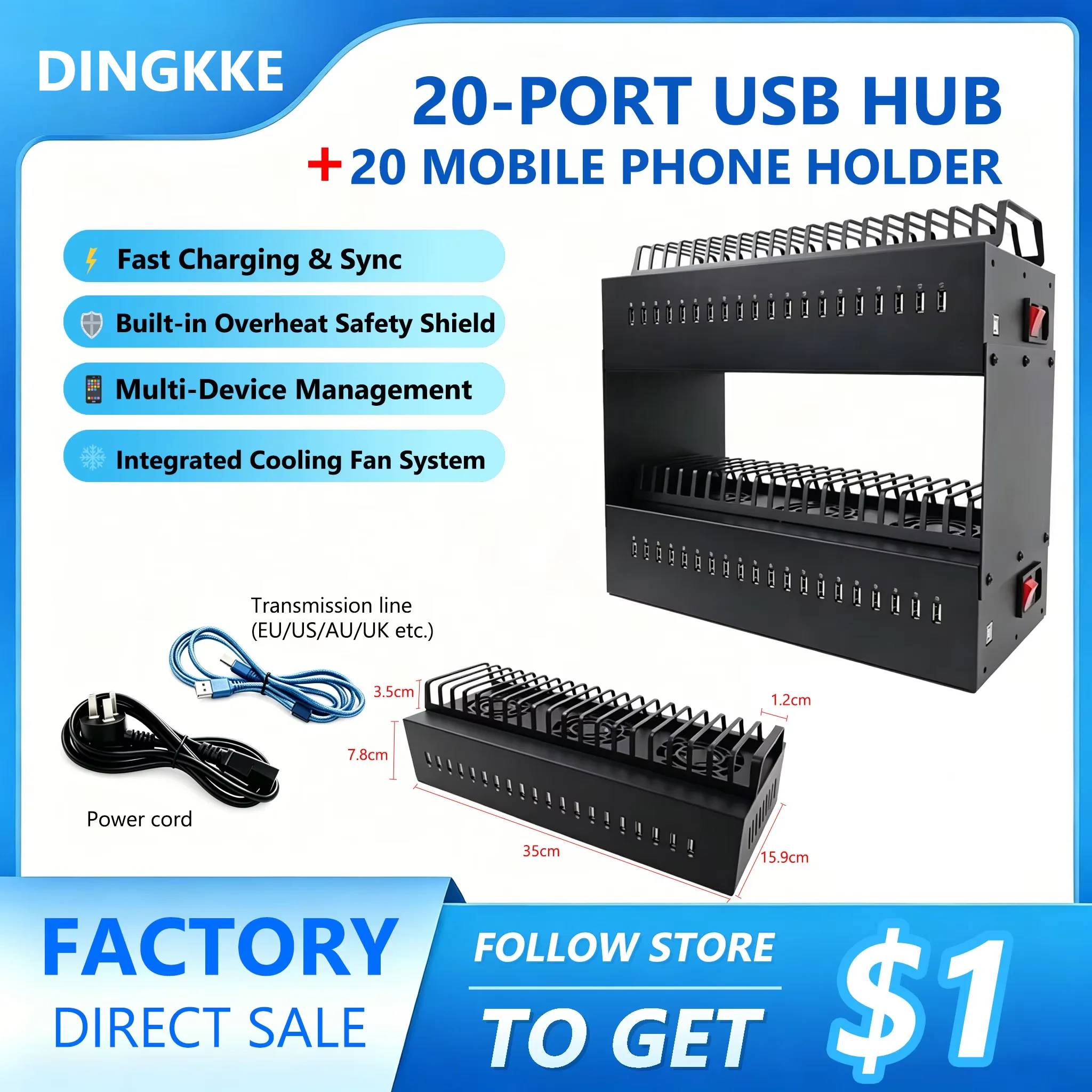 20 40 Ports Box Phone Farm USB Hub Android Control Box Batch Synchronization Smart Control Unified Management