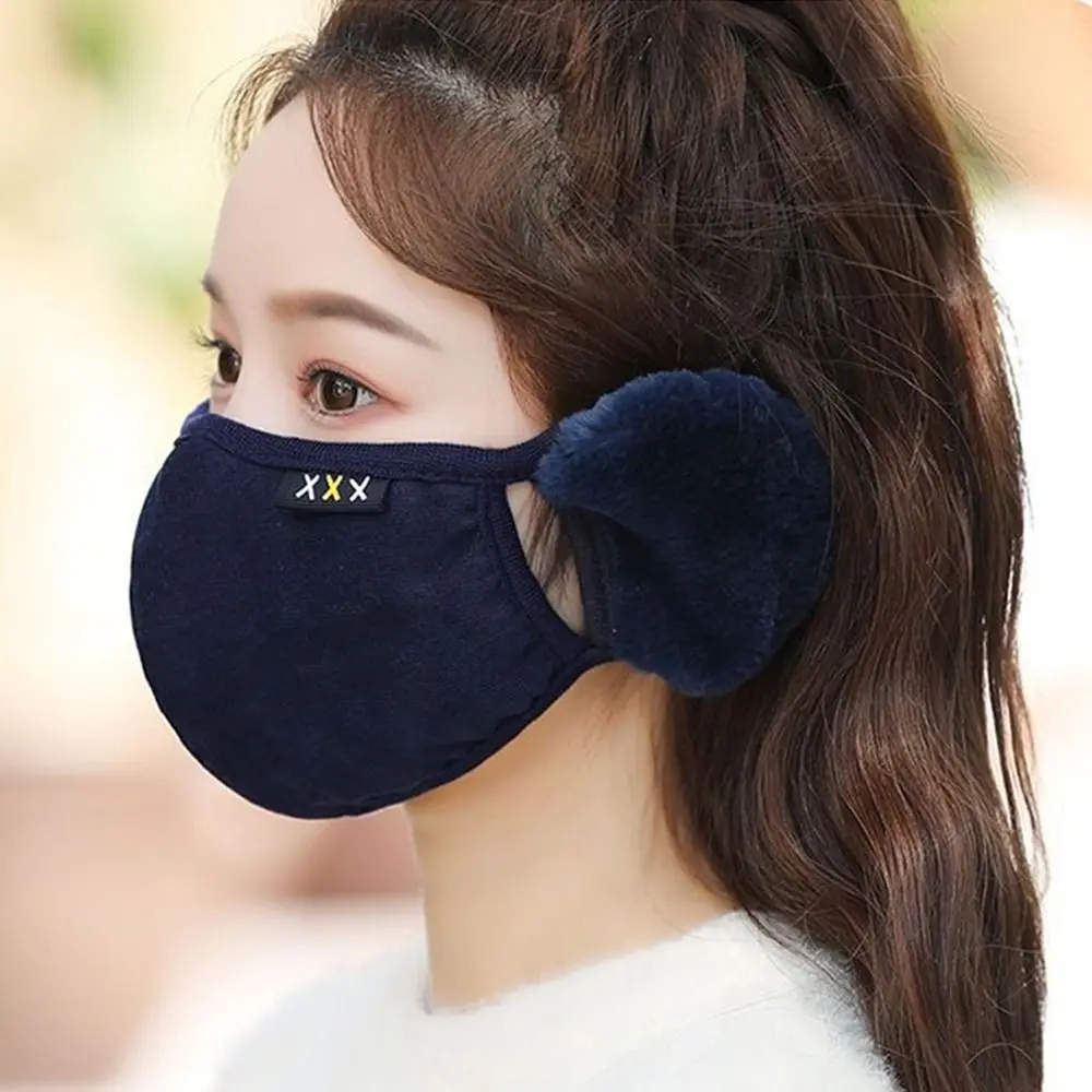 Daily Winter Warm 2 in 1 Mask Earmuffs Dustproof Cold-proof Windproof Ear Warmer Cotton Breathable Mouth Cover Women Girls