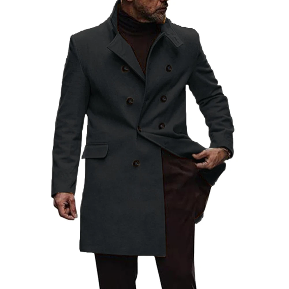 

Casual Wear Outdoor Activities Brown Mens Trench Coat Winter Outwear Long Sleeve Design Size M-2XL Solid Pattern