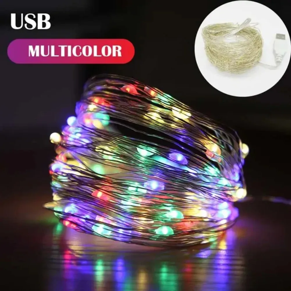 1/3/5/10m à prova dwaterproof água usb luzes led corda fio de cobre guirlanda de fadas lâmpada luz natal festa de casamento iluminação do feriado grinalda