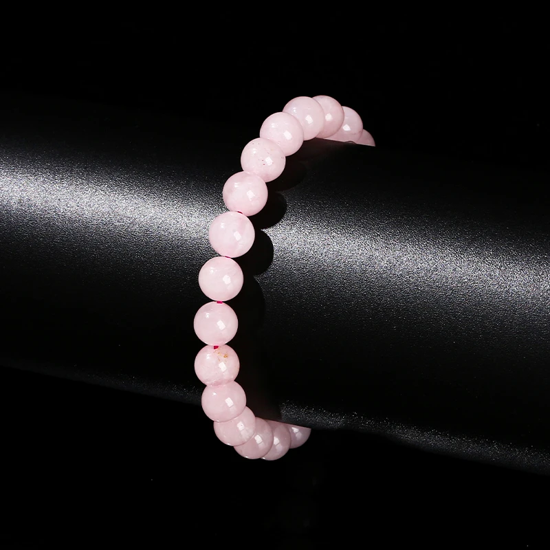 JD Natural Stone Pink Rose Quartz Crystal Beads Bracelet Women Reiki Healing Elastic Rope Jewelry Yoga Meditation Prayer Gifts