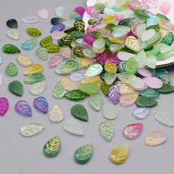 11x18mm 50pcs/Lot Green Glass Tree Leaves Charms Pendants For Jewelry Making DIY Earrings Necklace Bracelet Accessories Finding