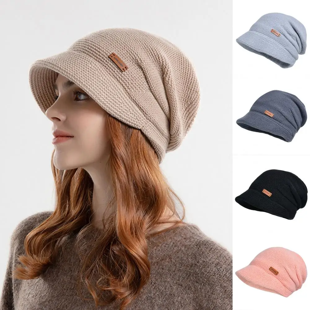 Women Soft Brim Beret Winter Women Beret Cozy Stylish Women's Winter Hats Short Brim Elastic Plush Anti-slip Knitted for Outdoor