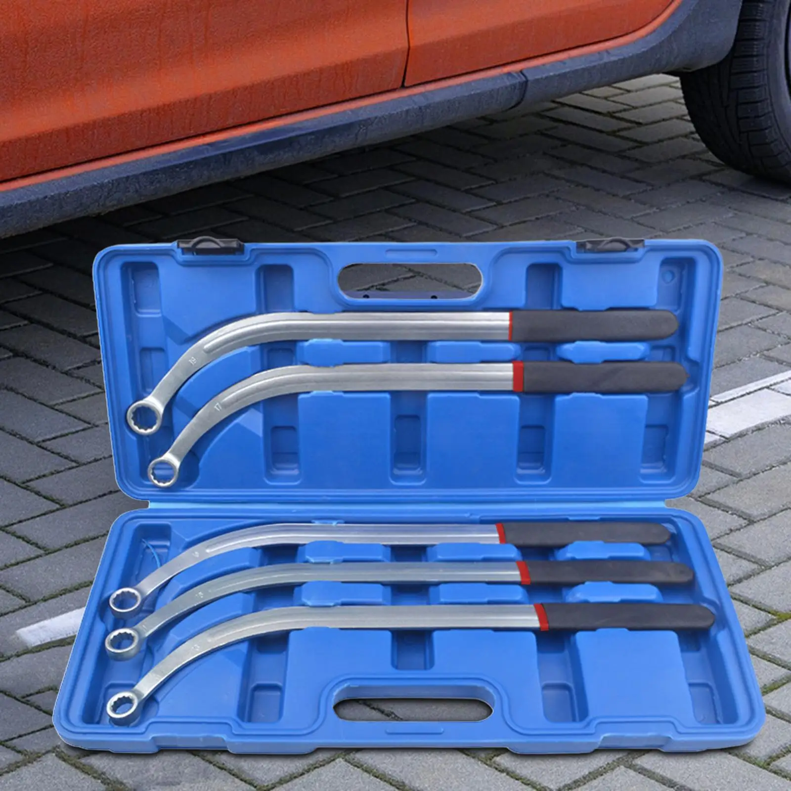 Engine Belt Tool Set Long and Narrow Design with Blue Storage Case Automotive