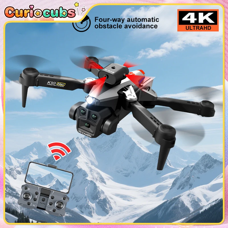 

K10 Max HD 4K Mini Plane 3 Camera Helicopter Obstacle Avoidance Wifi FPV Quadcopter Remote Control Aircraft Helicopter Kids Toys