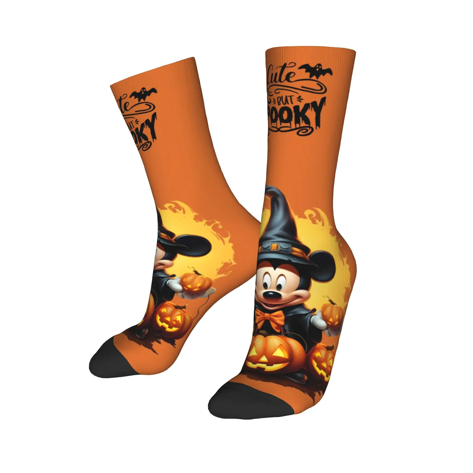 Custom Cute Printing Halloween Mickey Mouse Spooky Socks for Men Women Stretchy Summer Autumn Winter  Crew Socks