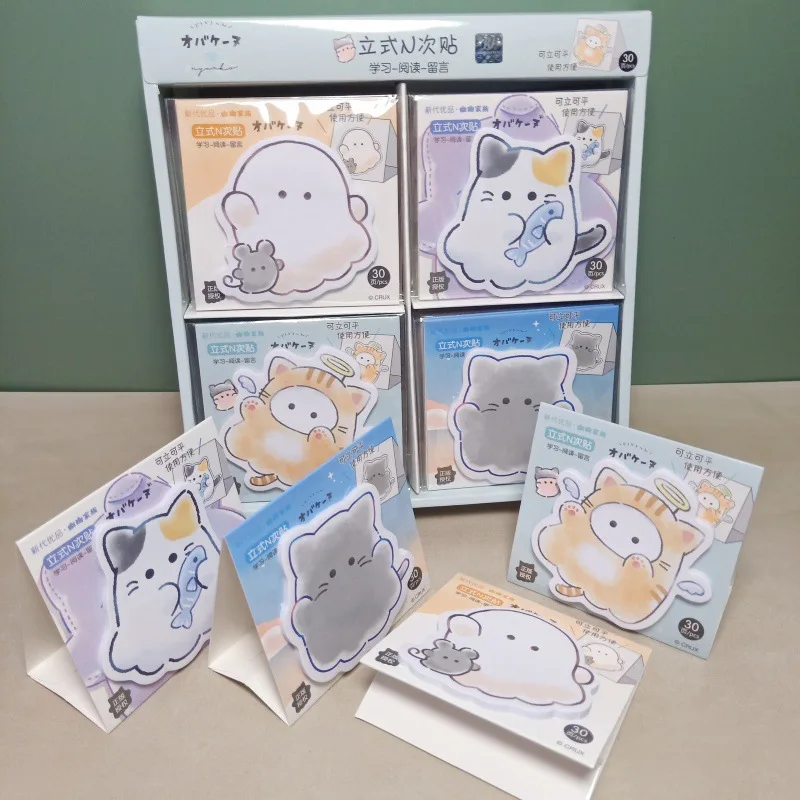 Cartoon Cat Special-shaped Sticky Notes Creative Message Sticky Notes Cute Colorful Tearable Note Paper for Study and Office Use