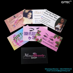 100 PCS Hot Cheap Custom Logo Design Colorful Glitter Eyelash Lashes Series Logo Paper Business Thank You Business Card Printing