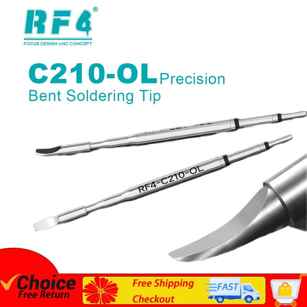RF4 RF-C210 OL Soldering Tip 3D Curved Chisel for Multi-Pin FPC Disassembly Solder Wick Cleaning Phone Motherboard Repair Tools