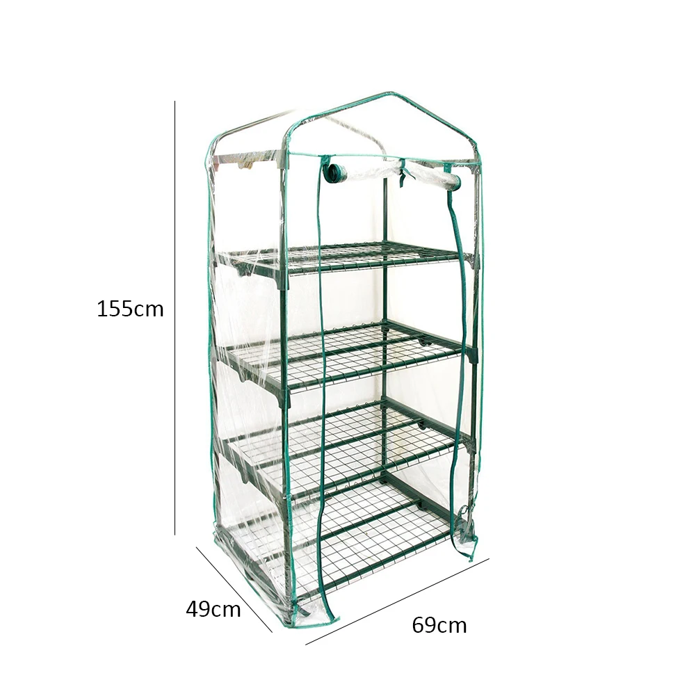 155x69x49CM 4-poziomowa osłona szklarni wymiana Mini rośliny ogrodowe ciepły pokój osłona z PVC anty-uv wiatroszczelna osłona z ramą