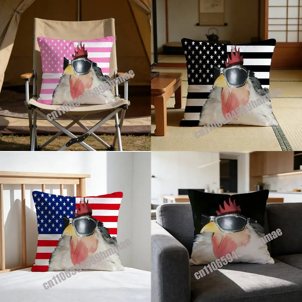 

Cool Chicken America USA Throw Pillow Case Sham For 45x45cm 35x35cm Square Bedroom Pillowcase Cushion Cover