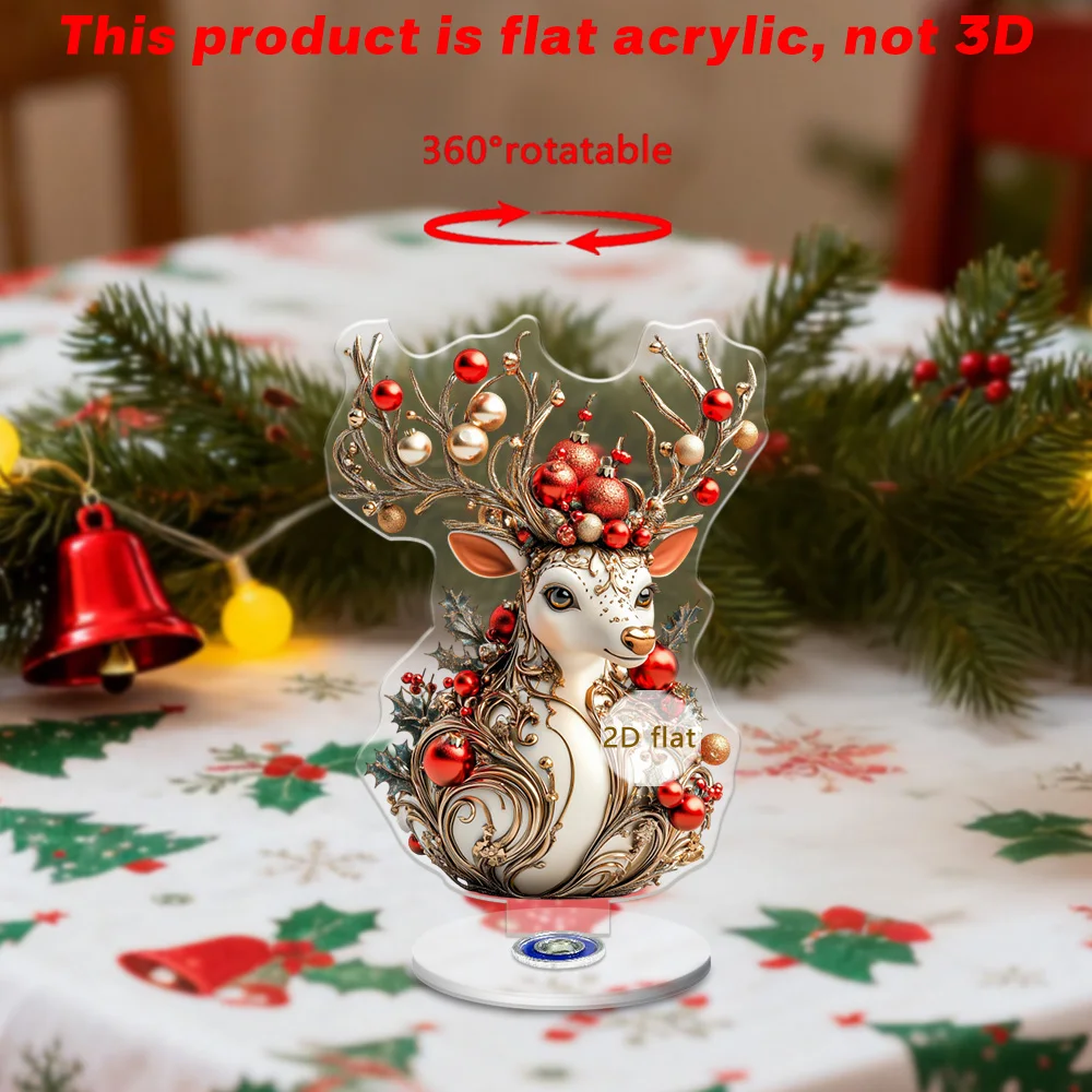 Acrylic Angel Figurine Lightweight Christmas Table Ornament 360 Rotatable Decoration Portable Reindeer Tabletop Decor For Home