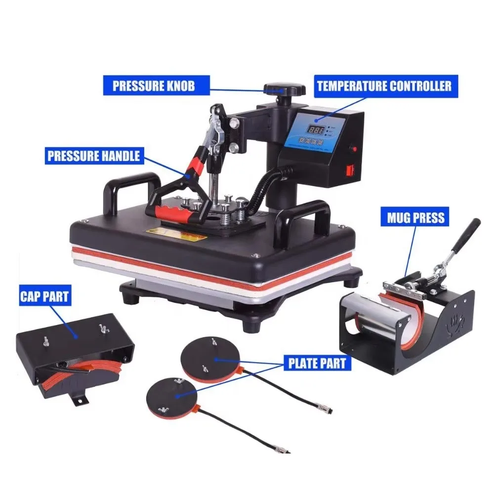 Mug T-shirt printing machine 5 in 1 combination heat transfer sublimation machine digital display heat transfer machine