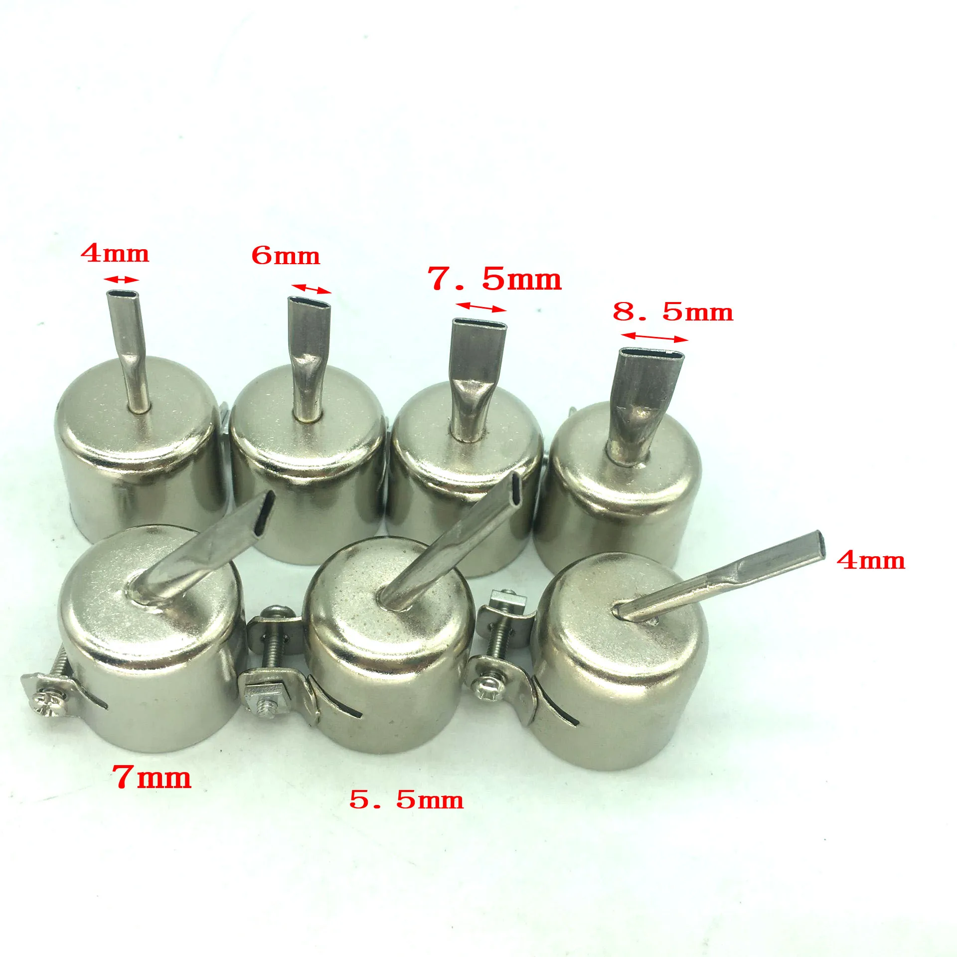 

7PCS Universal 4/5/6/7mm straight/45° Sflat Air Gun Stations Nozzle for 850 852D 898 858 Soldering Station Hot Gun Nozzle