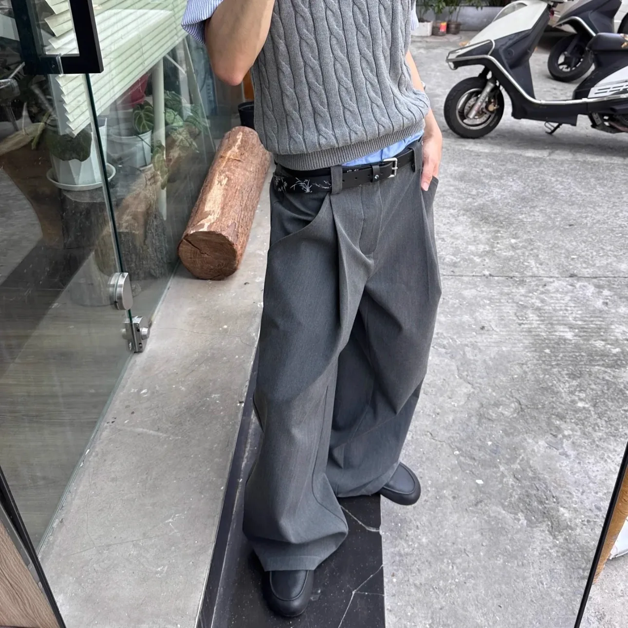 Spring High Waist and Thin Commuting Drape Solid Color Old Money Style Wide Leg Pants Pleated Suit Trousers Men and Women