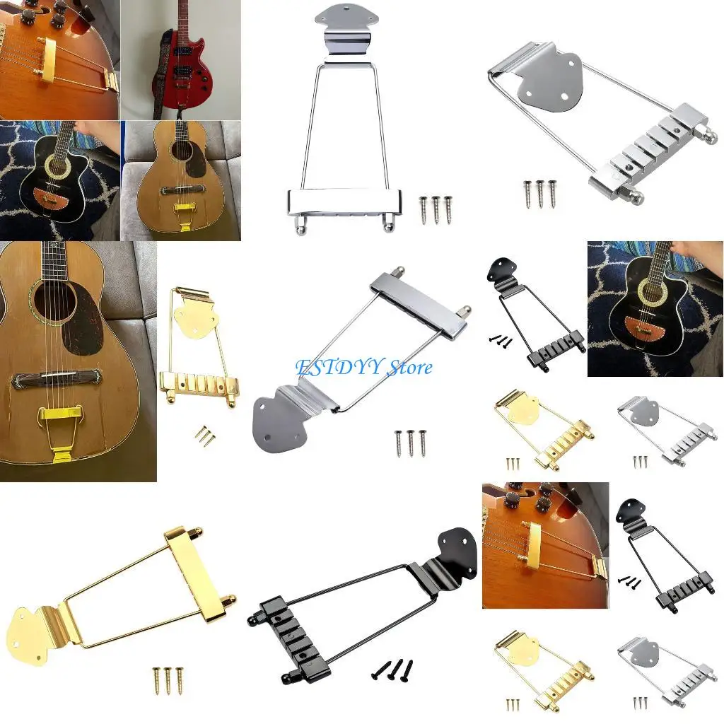 

G6DE Universals Zincs Alloys Guitar Bridge 132mm Length Fits Most 6 String Instruments Includes Mounting Hardware