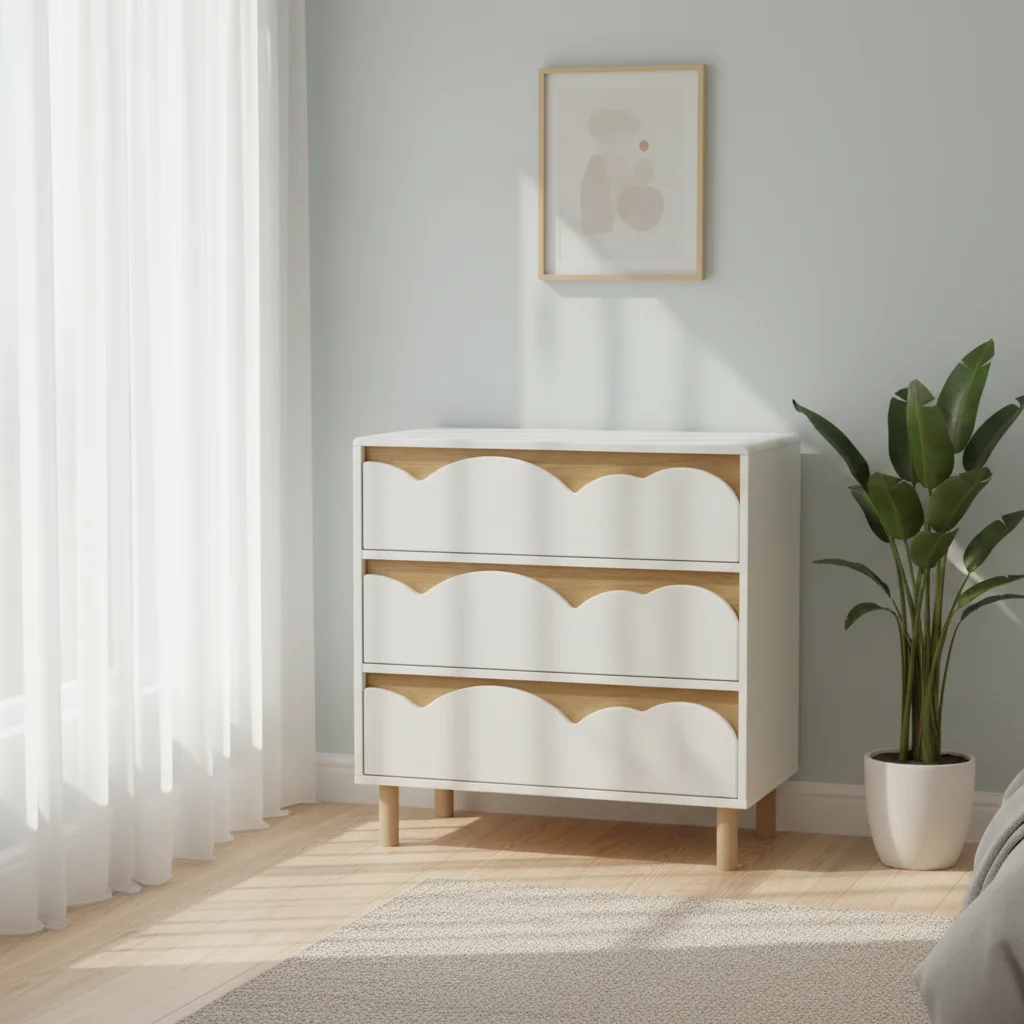 Commode à 6 tiroirs en bois na - Drawer Dresser White avis et prix