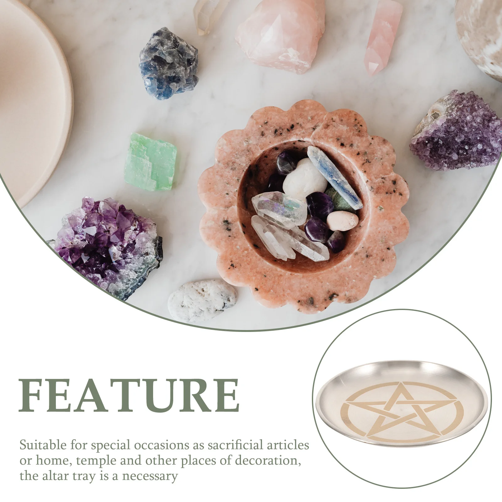 

Pentagram Pattern Decorative Metal Plate Multipurpose Storage Tray Altar Holder Jewelry Display Pentagram Plate