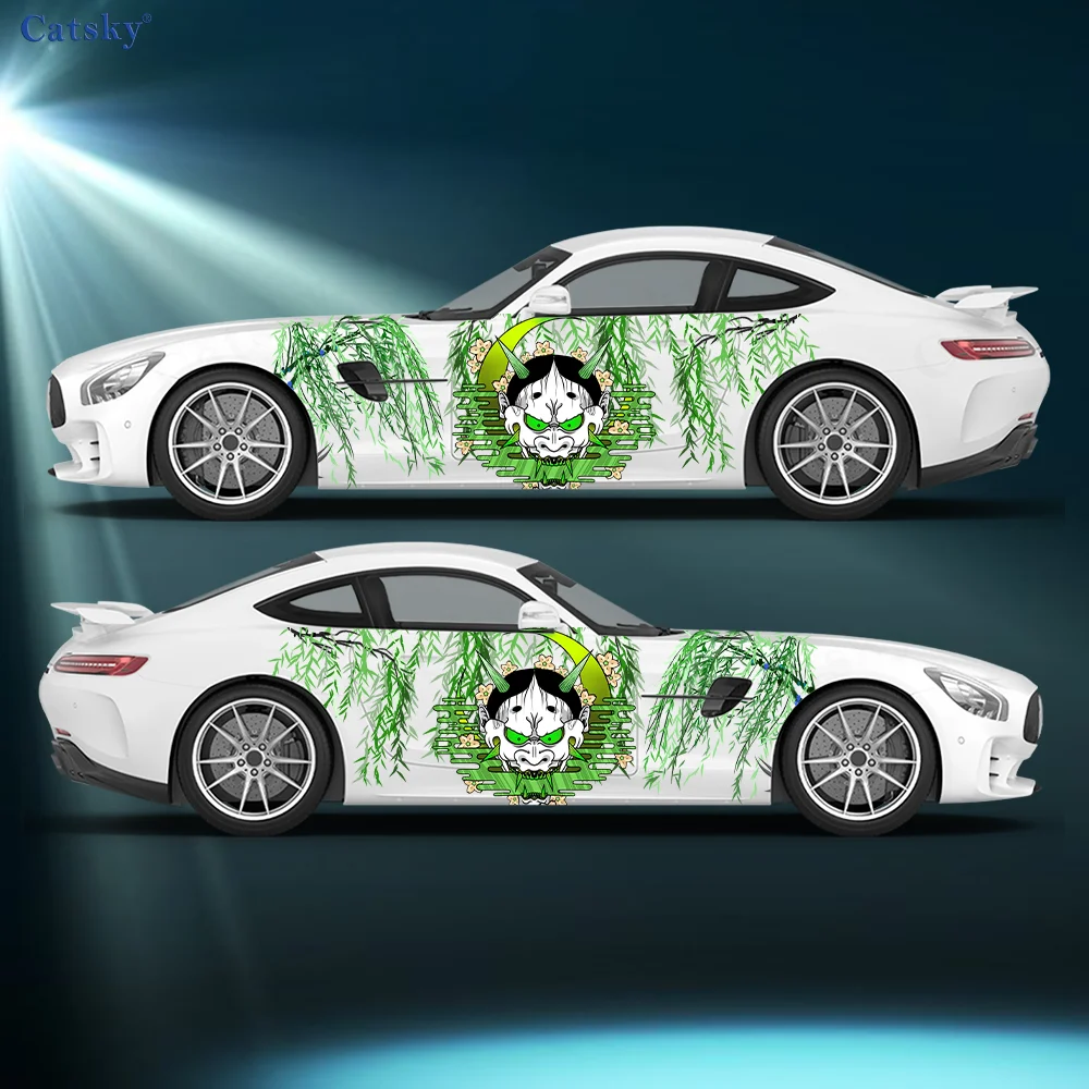

Japanese Mask Wave Moon Car Vinyl Wraps Decal Self-adhesive PVC Sticker Suitable for Trucks SUV Decoration Auto Accessories Gift