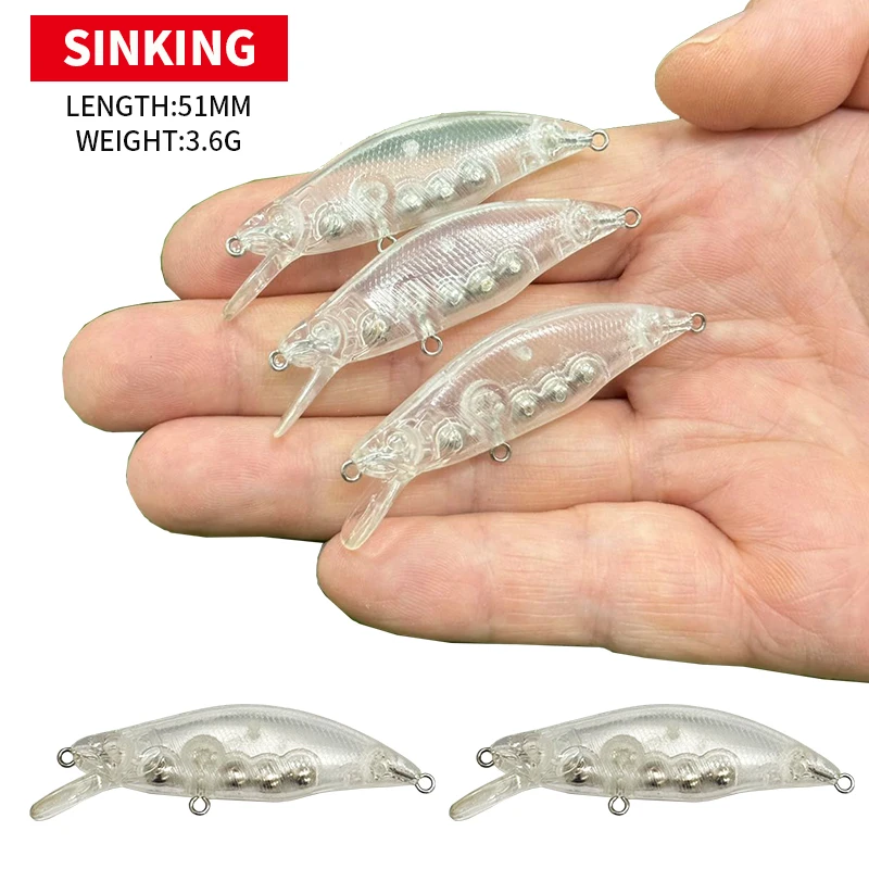 10-iscas-artificiais-minnow-em-branco-nao-pintadas-51mm-36g-corpo-transparente-afundamento-rapido-para-montagem-diy-de-iscas-rigidas-para-pesca-de-lucio-e-truta