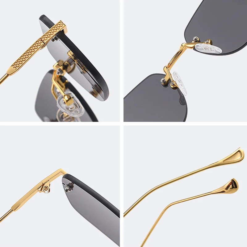 Picture 7: SHAUNA Fashion Rimless Women Gradent Sunglasses Brand Designer Trending Men Small Rectangle Shades UV400