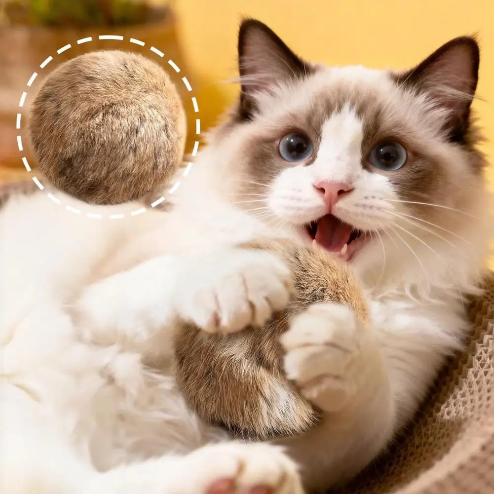 5/10cm Furry Ball Cat Toy Soft Fluffy Rabbit Fur Ball Washable Fun Cat Chasing Ball Bunny-Kick Toy For Indoor Cats Exercise