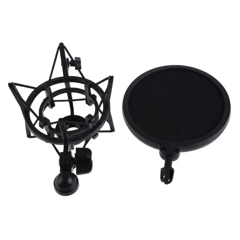 Professional Microphone Mic Shock Mount with Shield Filter Screen Mic Shock Mount Holder Bracket For Large Diaphram Mic