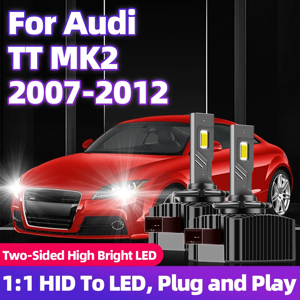 For Audi TT MK2 2007 2008 2009 2010 2011 2012 Super Bright D1S LED Headlights 30000LM Auto Bulbs Two-sided CSP Car Lamps 1:1 HID