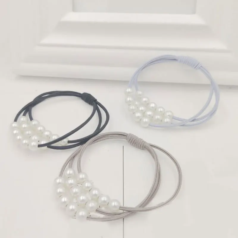 Gratis ShippingPearl elastici fasce per capelli multistrato anello per capelli supporto coda di cavallo fascia in gomma per le donne ragazze accessori per capelli