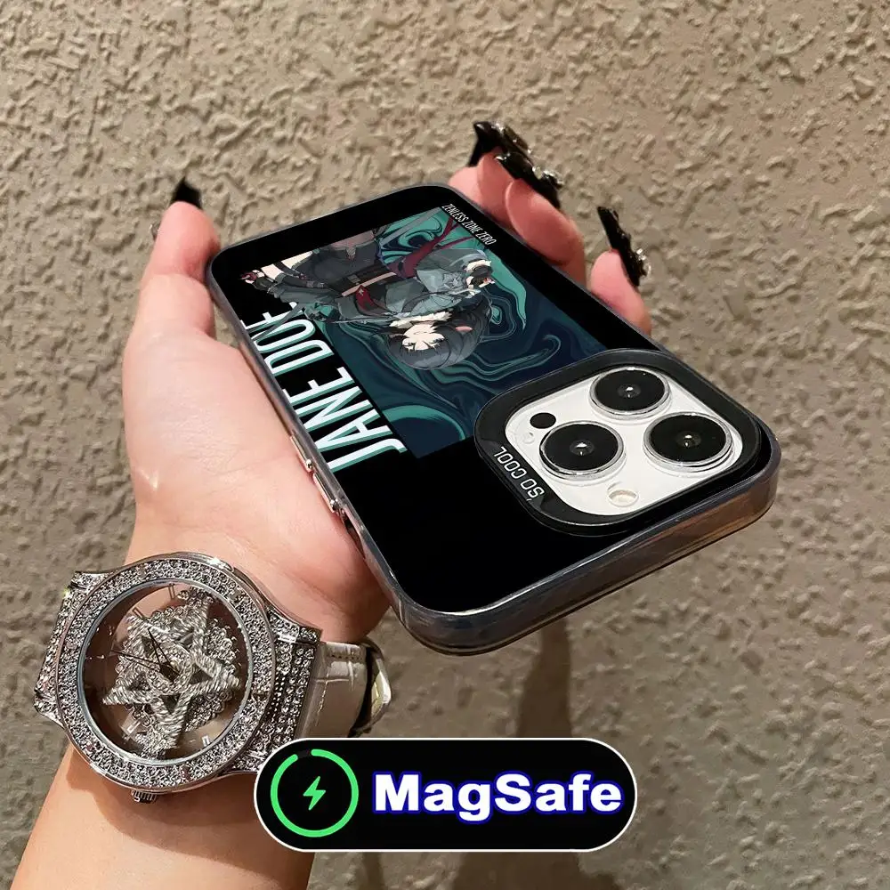 حافظة هاتف Zenless Zone Zero Jane Doe لهاتف iPhone 16 15 14 13 12 11 Pro Max Plus MagSafe شفافة اللون واقية فاخرة