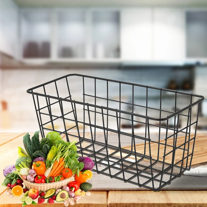 Adesivo resistente cestas de armazenamento sem perfuração, cozinha, comida, despensa, prateleira do banheiro, montado na parede, preto, novo, 2 Pack