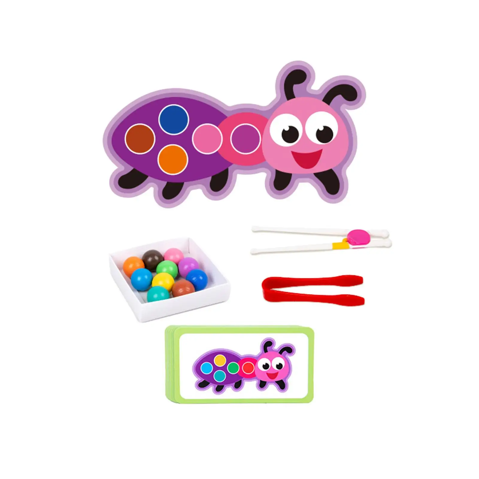 Wooden Caterpillar Beads Game Montessori Peg Board Puzzle Rainbow Sorting Counting Toy Fine Motor Skill Learning for Toddler
