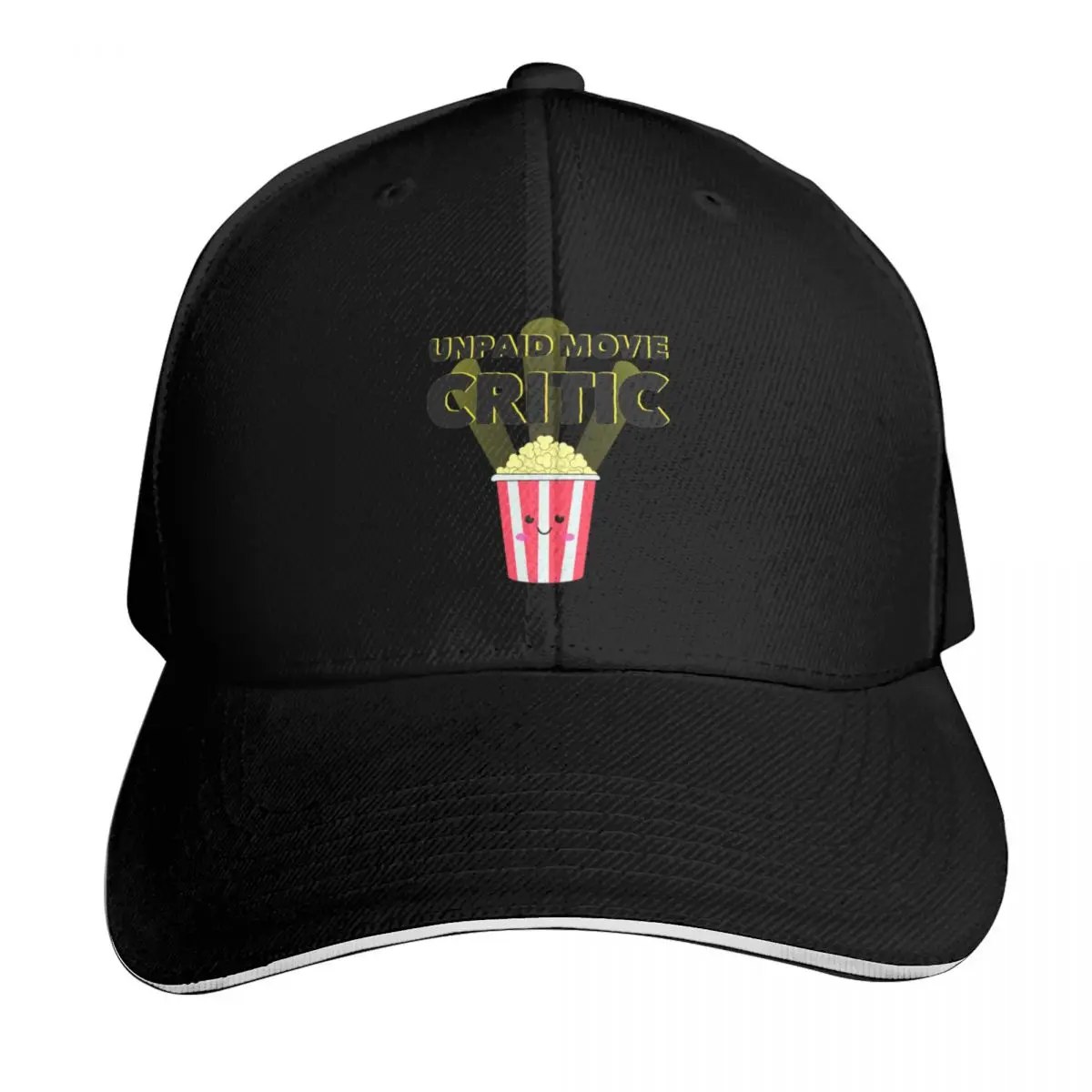 Unpaid Movie Critic Baseball Cap Cotton Twill Breathable Contrast Two Tone Brim Snapback Flat Bill