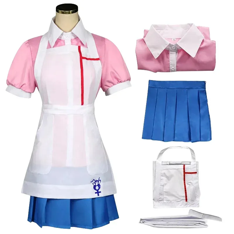 sisi 2233Mikan Anime Danganronpa Mikan Tsumiki Cosplay disfraz de enfermera uniforme de sirvienta de café Halloween para W