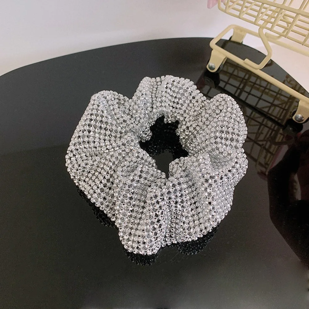Sweet Full Rhinestone Hair Scrunchies Elastic Large Ponytail Holder Sparkling Hair Rope Party Accessories