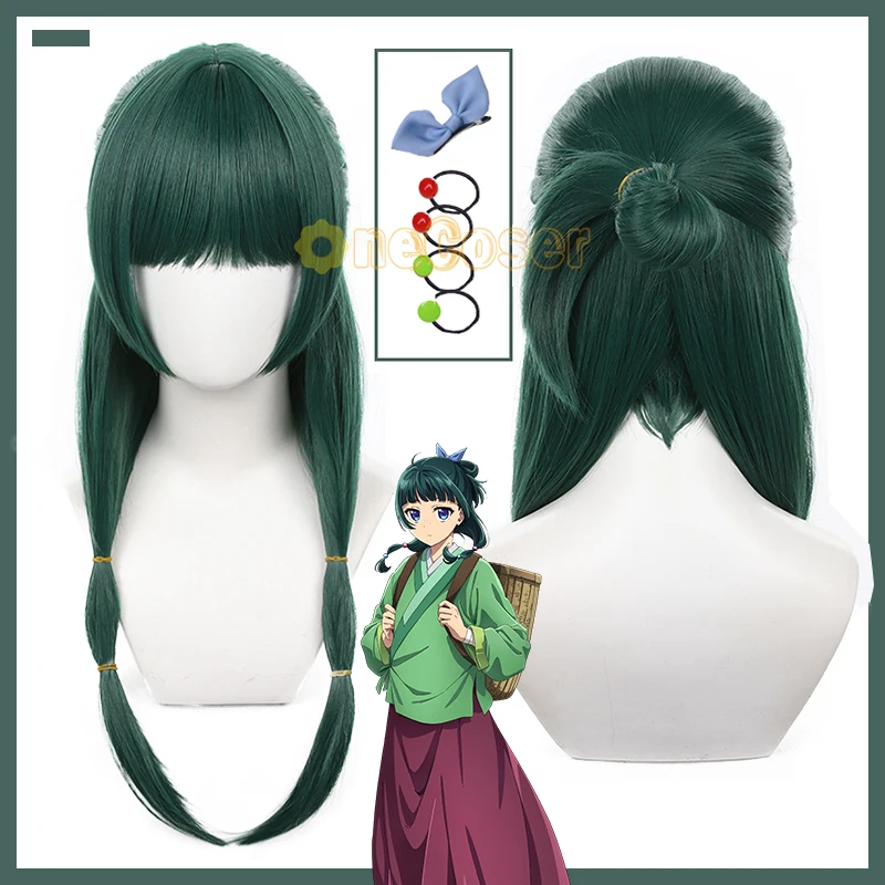 Anime The Apothecary Diaries Maomao Cosplay Wig Green Hair Kusuriya no Hitorigoto Hairpin Hair Accessories Fiber Hair +Wig Cap