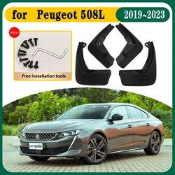 4 PCS Car Mud Flaps For Peugeot 508L R83 2019~2023 Car Mudguards Mudflap Splash Guards Front Rear Anti-splash Fender Accessories