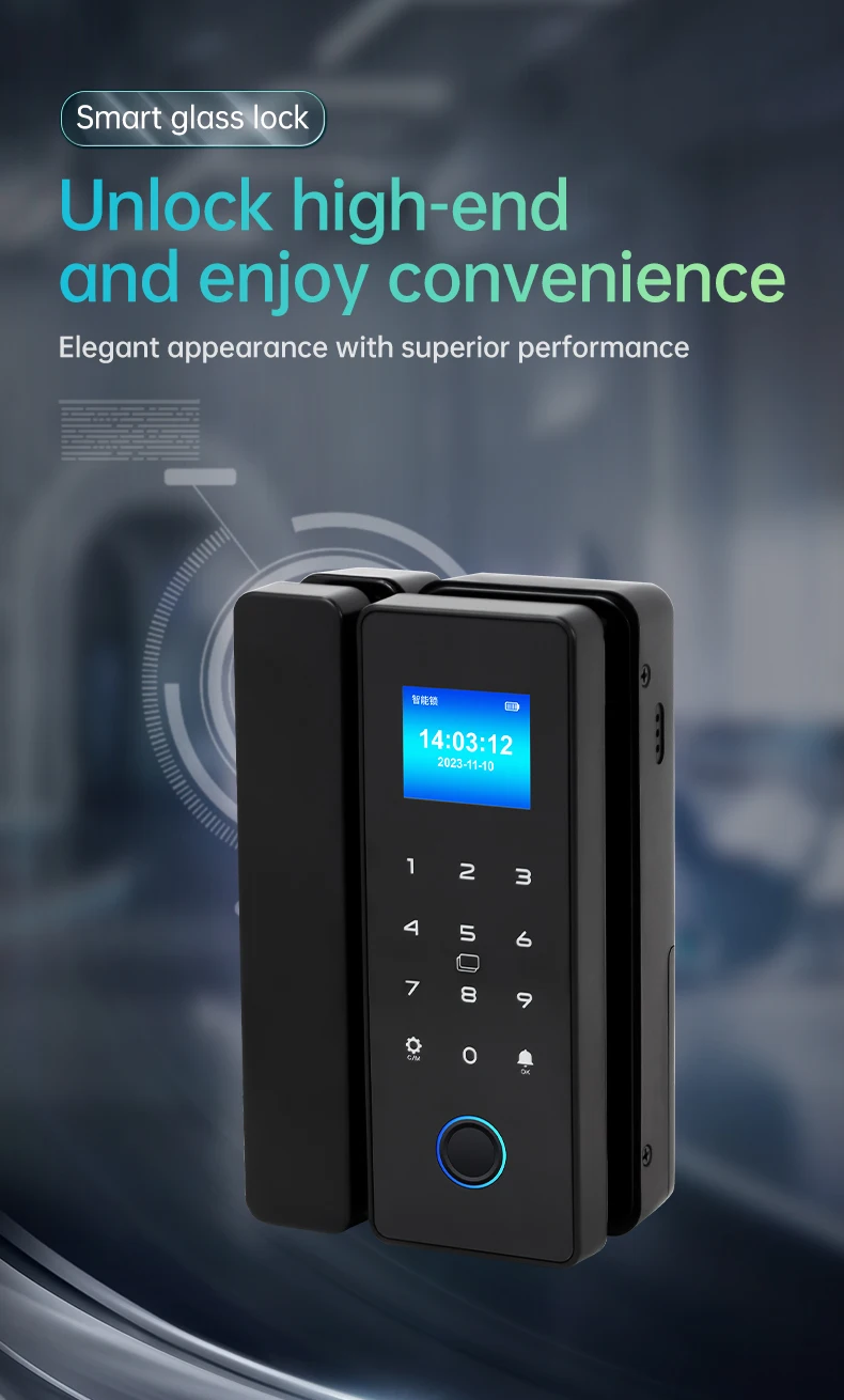 

Обновленный умный замок для стеклянной двери, отпечаток пальца/приложение/пароль/карта/ключ, замок «пять в одном» для стеклянной двери