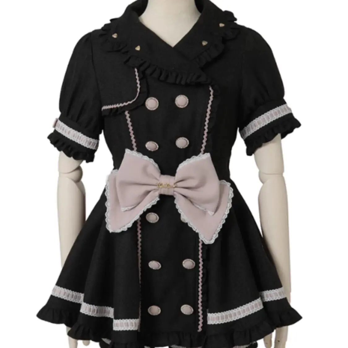 LIZ Sets Japanese Style Girl Lolita Suit Big Bow Slim Double-breasted Long Sleeve Dress with Casual Shorts 2 Piece Set Women