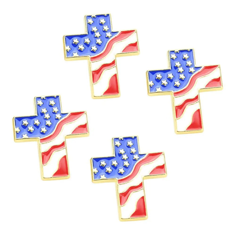 

4 Pcs American Flag Badge Patriotic Pins Lapel Pin for Men Women USA Flag Brooch Fashion Accessory Creative Design