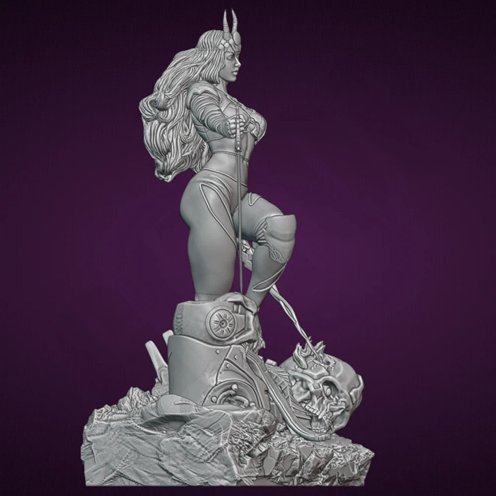 1/24 3d Print Model Kit Sexy Heks Dame Warrior Hars Figuur Model Kit DIY Miniatuur Reductie Standbeeld Ongeverfd Kit Speelgoed